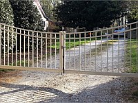 <b>Alumi-Guard 3-Rail Residential Ascot Scalloped Aluminum Double Gate in Beige</b>